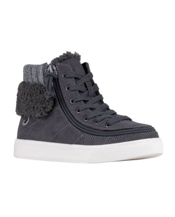 Billy Charcoal Grey Cuff Zipper Shoes