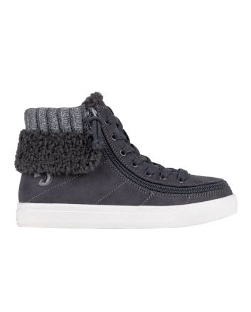 Billy Charcoal Grey Cuff Zipper Shoes